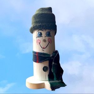 Wood snow guy hand painted Xmas decor